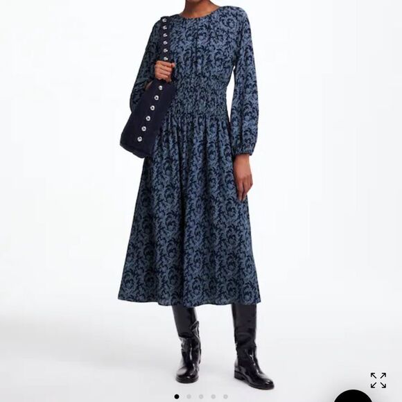 NWT Madewell Bubble Sleeve Smocked Midi Dress M - Picture 1 of 9